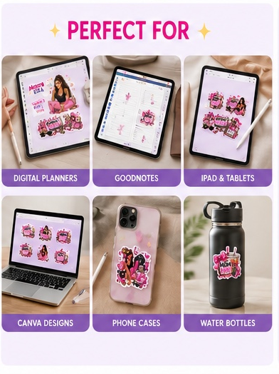 Mom Era Digital Sticker Bundle | 20 PNG Stickers for Digital Planners